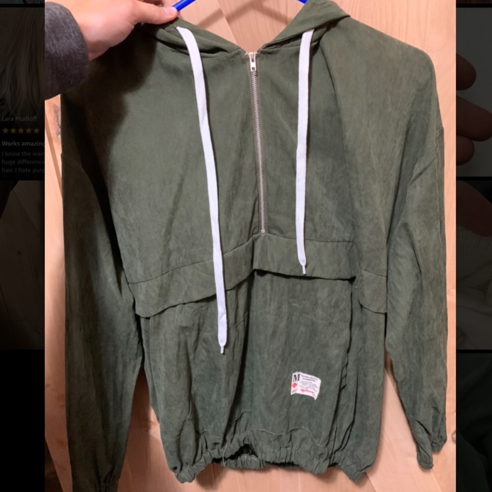 Green suede hoodie